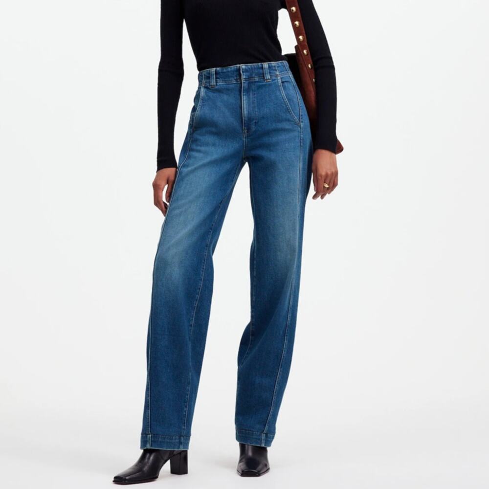 Madewell Tapered Denim Trousers High Rise Casual Jeans Blue 25 - Picture 3 of 11
